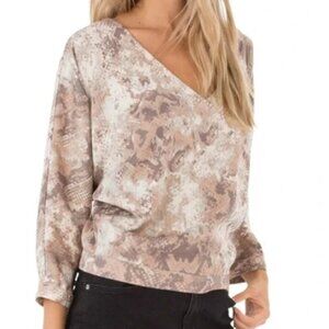 Snake Skin Silk Top with Tie